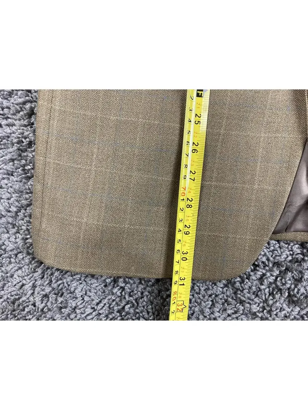 Saddlebred Sport Coat Mens Brown Herringbone Windowpane 100% Lambswool Sz 38R